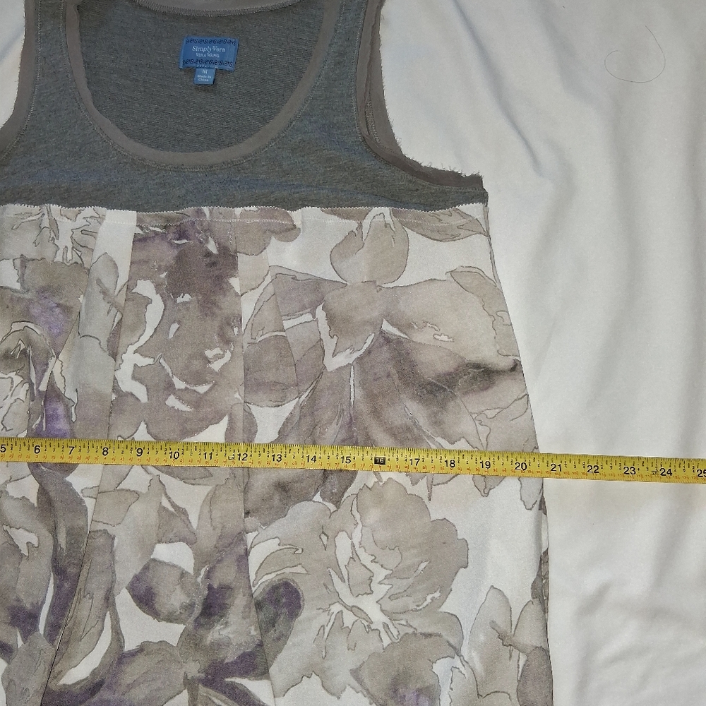 Simply Vera Vera Wang Women Size M Gray and White Floral Midi Dress - Picture 15 of 16